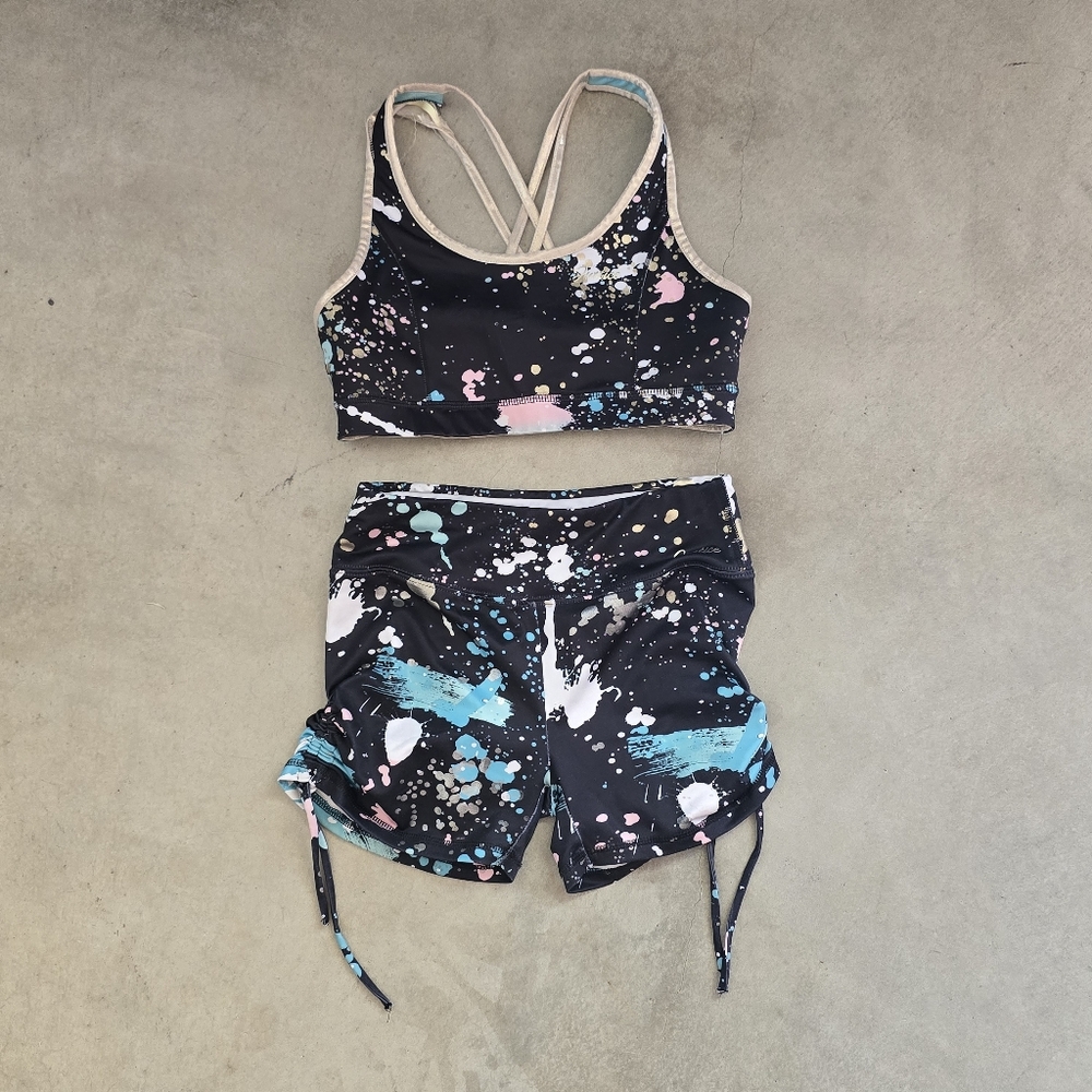 Justice | Black and Blue Sports Bra eith matching short size XL (16/18)